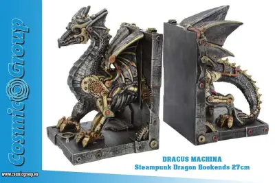 Figurine steampunk dragon bookends